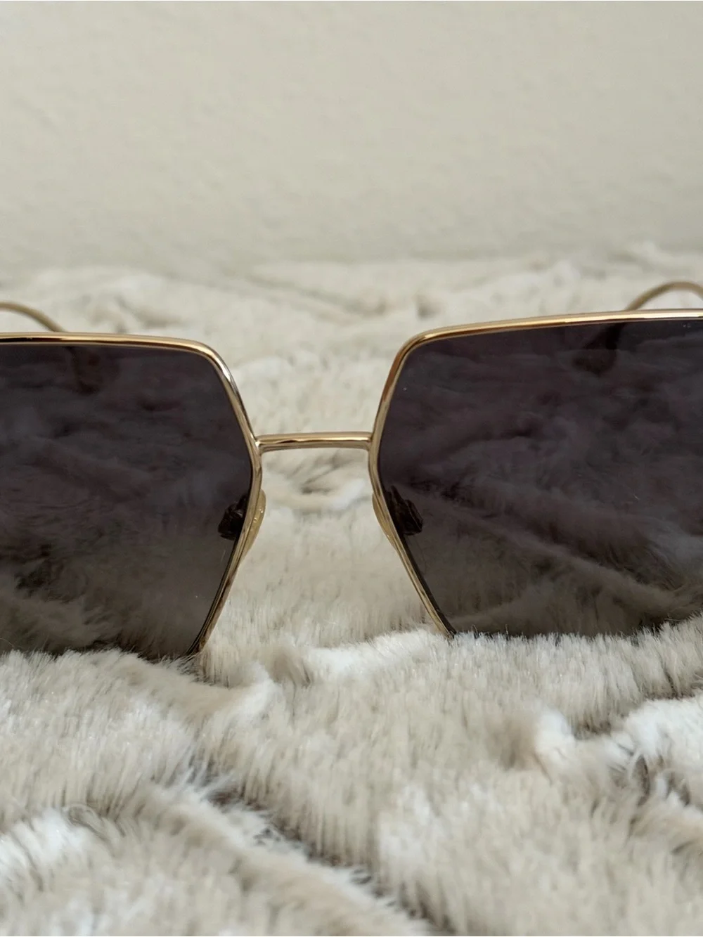 Burberry Gold Frame Black Lens Sunglasses with Brown Case